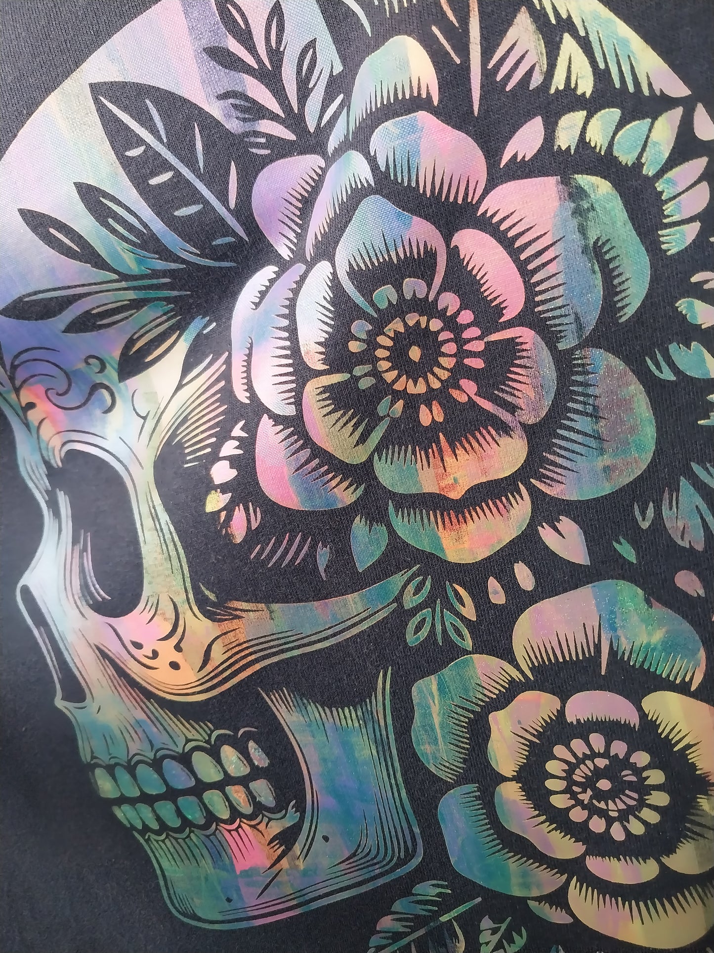 Skull With Flowers #1 of 2 Black