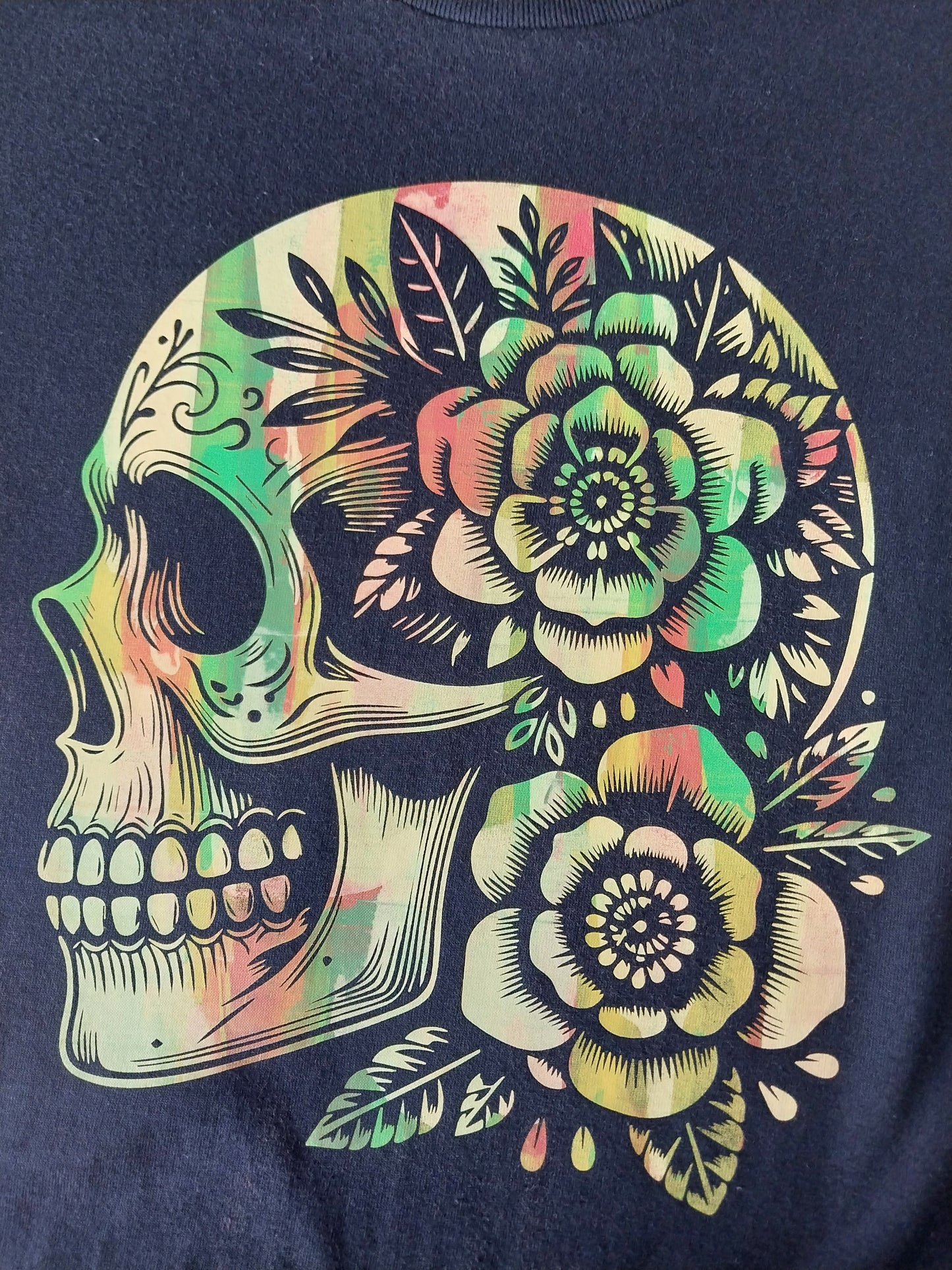 Skull With Flowers #2 of 2 Black