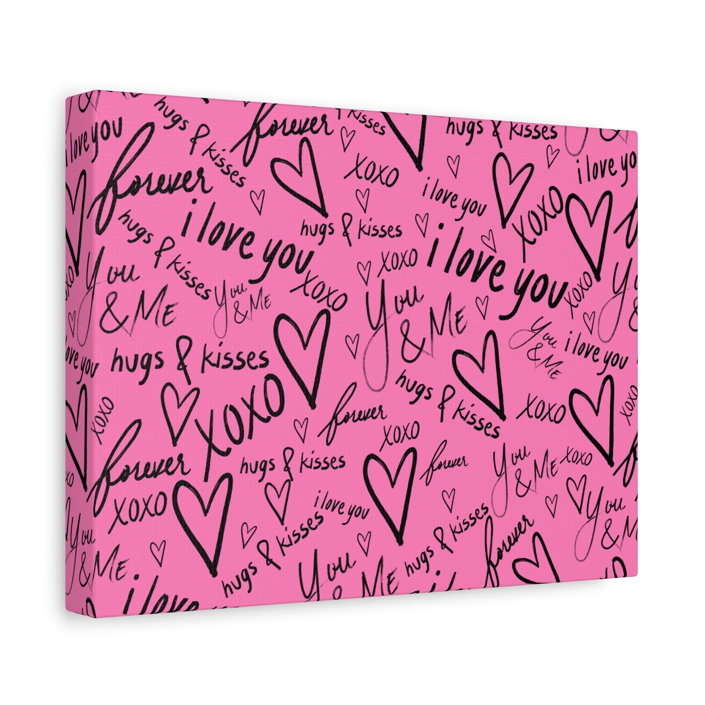 Pink 'I Love You' Pattern Matte Canvas Wall Art — Valentine Hearts & XOXO