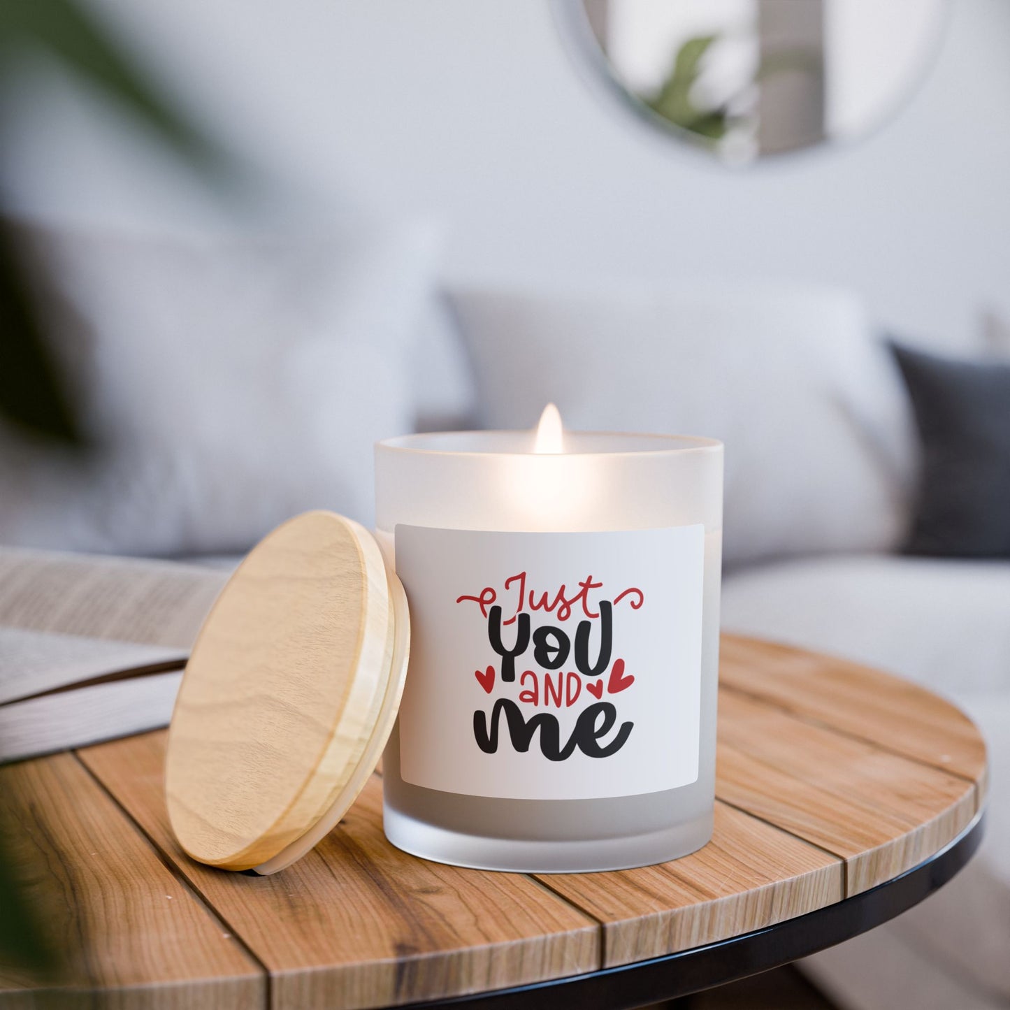 Romantic "Just You and Me" Frosted Glass Candle – 11oz Valentine’s Gift