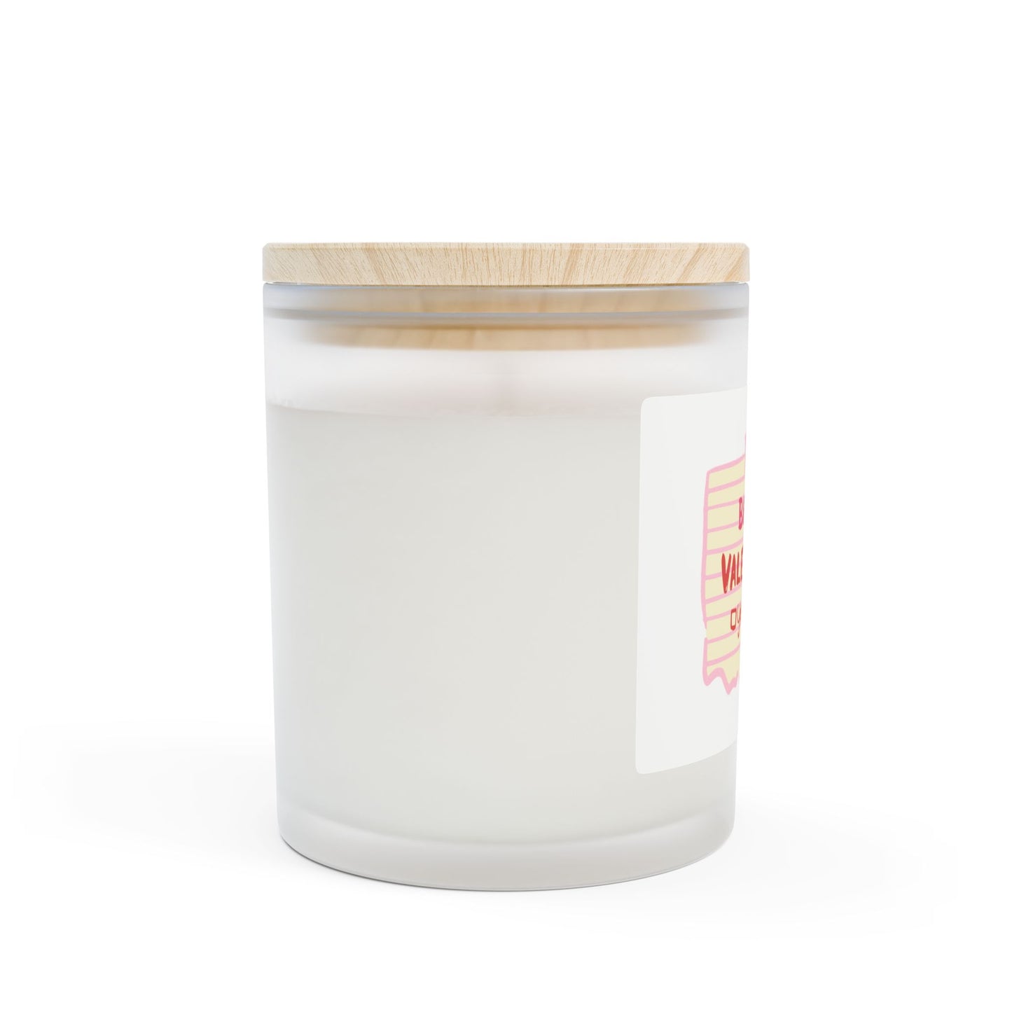 Valentine Note Candle — "Be My Valentine?" Frosted Glass 11oz