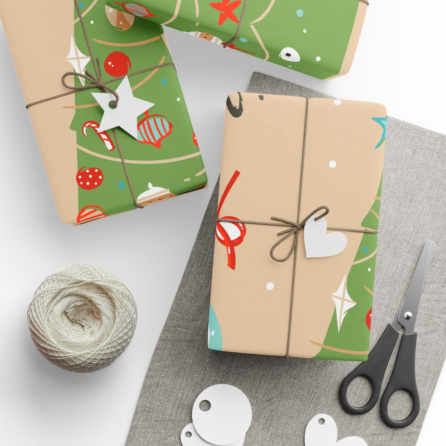 Christmas Wrapping Paper Roll — Festive Tree, Santa & Snowman Gift Wrap