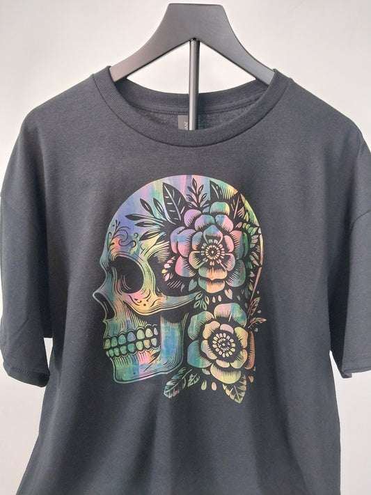 Skull With Flowers #1 of 2 Black