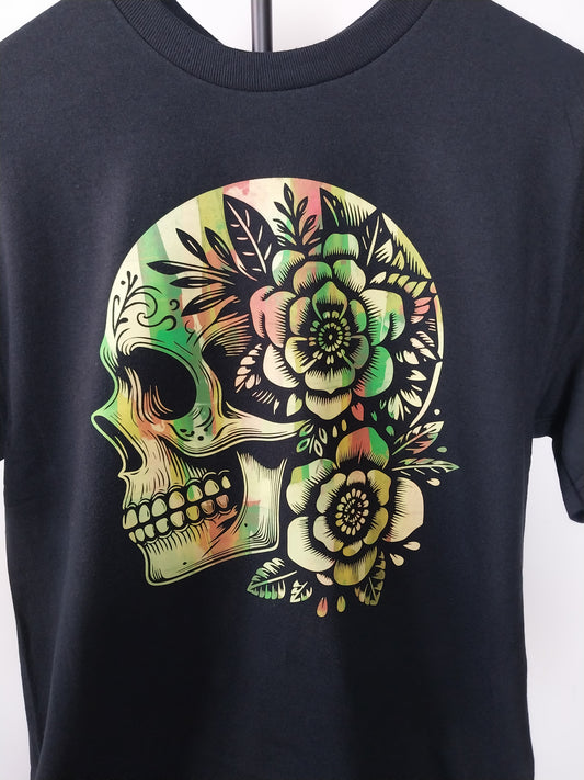 Skull With Flowers #2 of 2 Black
