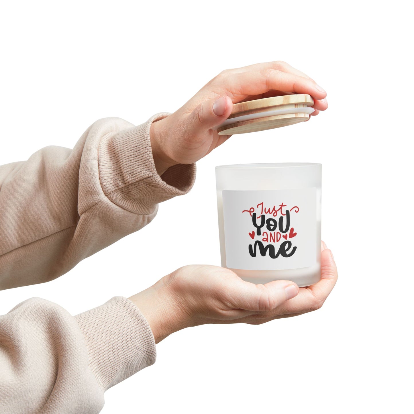 Romantic "Just You and Me" Frosted Glass Candle – 11oz Valentine’s Gift