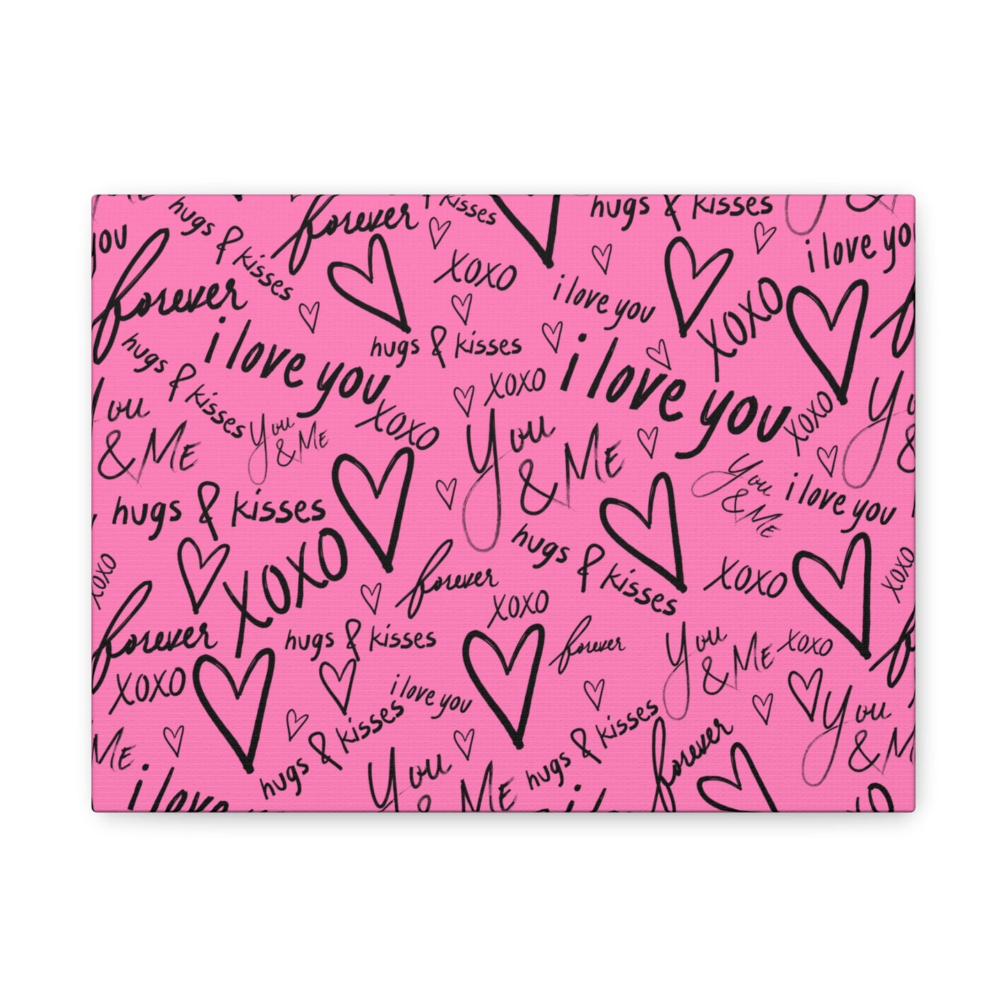 Pink 'I Love You' Pattern Matte Canvas Wall Art — Valentine Hearts & XOXO