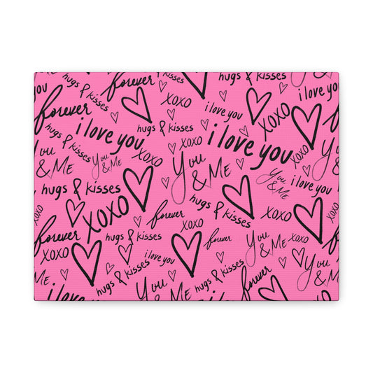 Pink 'I Love You' Pattern Matte Canvas Wall Art — Valentine Hearts & XOXO