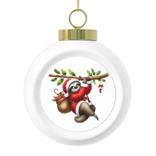 Christmas Sloth Ornament — Cute Santa Sloth Holiday Ball