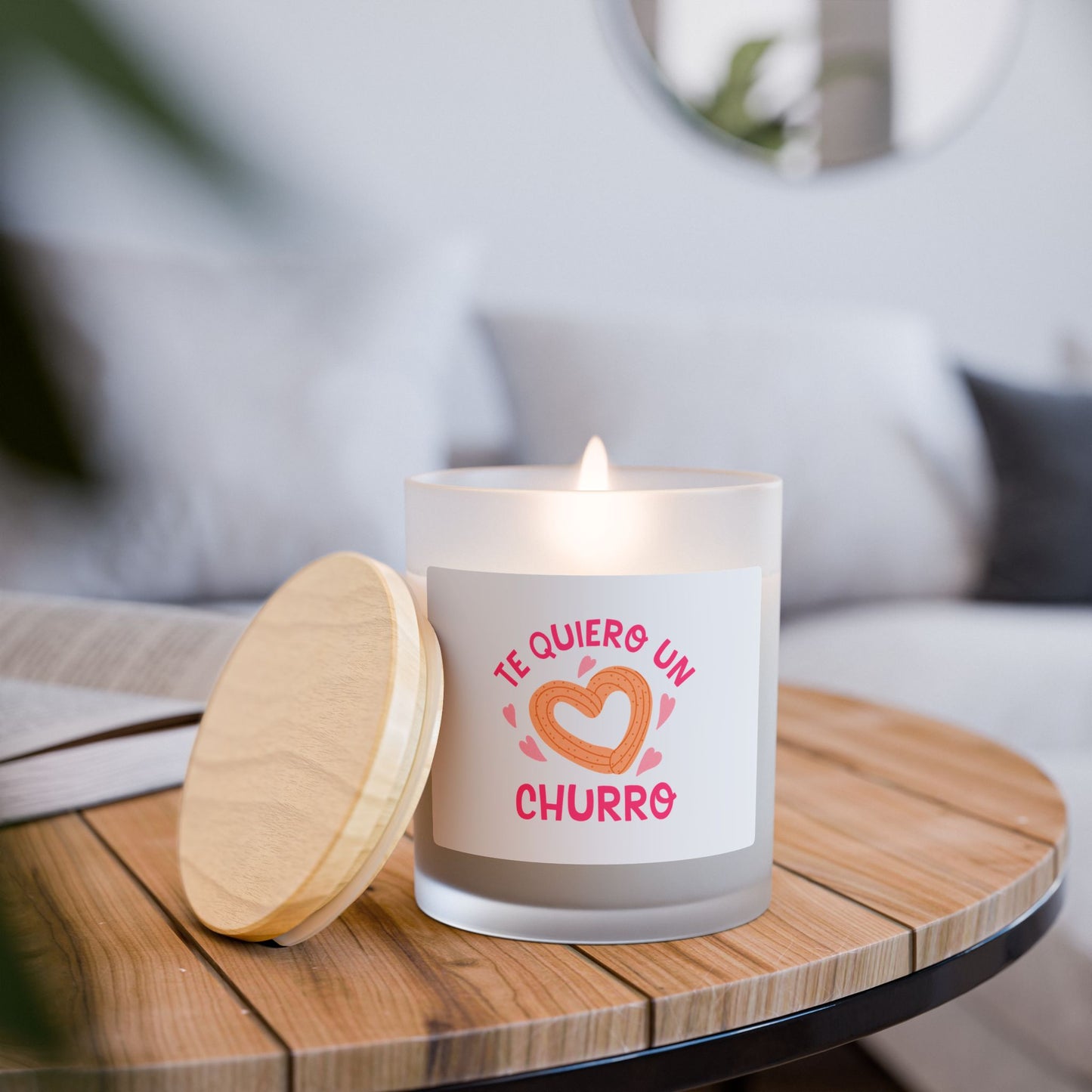 "Te Quiero Un Churro" Candle — Frosted 11oz Scented Gift Candle