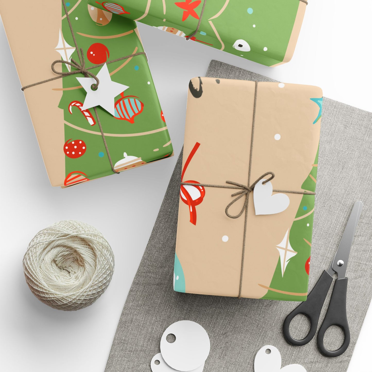 Christmas Wrapping Paper Roll — Festive Tree, Santa & Snowman Gift Wrap