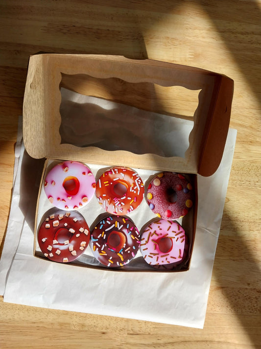 Colorful Donut Delights-6 Donut Button Magnets or Pinback Buttons, 2.25 in size, Cute Accessories For Your Refrigerator, Fridge Magnets. Ghost Hill Studio created these 6 Donut Fridge Magnets and Pinback buttons. 2.25 inches. 6 Donut Magnets/ Pinback buttons in bakery box. Custom orders available.
